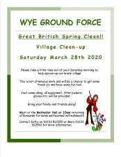 Wye Ground Force Poster Great British Spring Clean event in Wye 28th March 2020