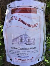 A poster for the 150th anniversary of Wye Methodist Church celebration 9th June 2019