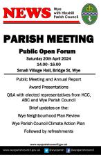 Annual Parish Meeting Saturday 29th April 2023 14.00, Wye School Hall