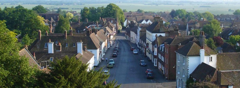 The view from Wye church tower looking south along Church Street