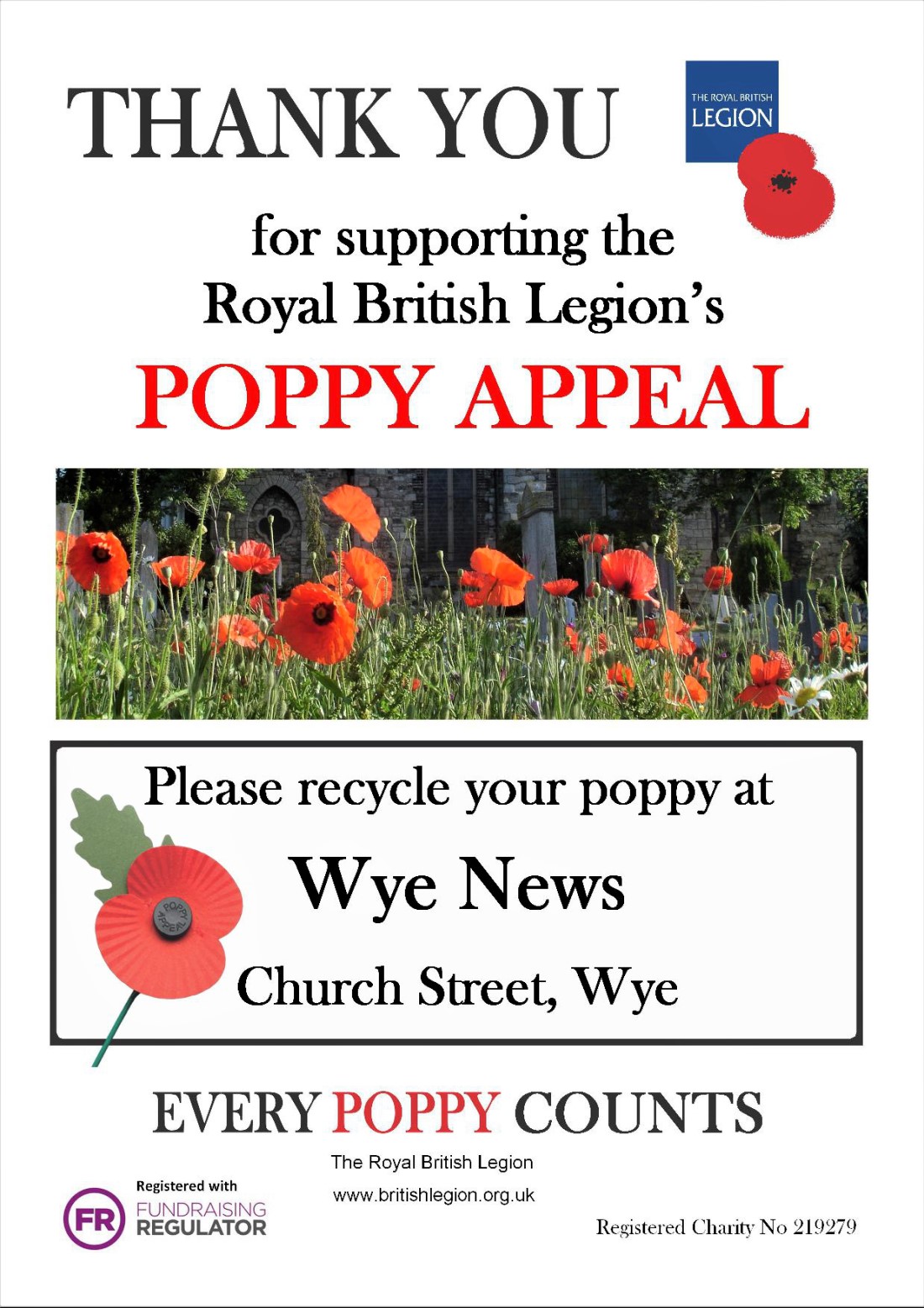 Poppy Appeal 2021 Thank You and please recycle your poppy at Wye News