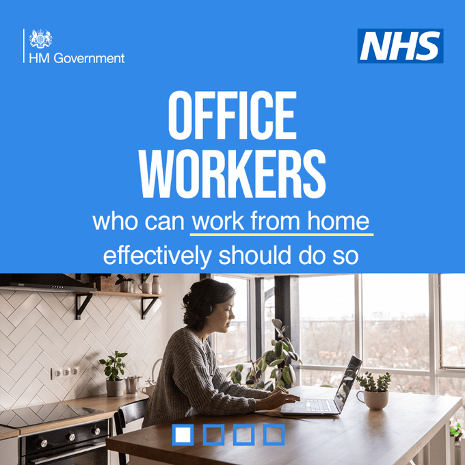 Office workers who can should work from home NHS poster December 2021