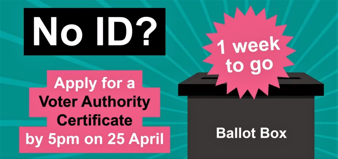 Local Elections 4th May 2023 - photo ID required to vote. Apply for a free Voter Authority Certificate if you need ID