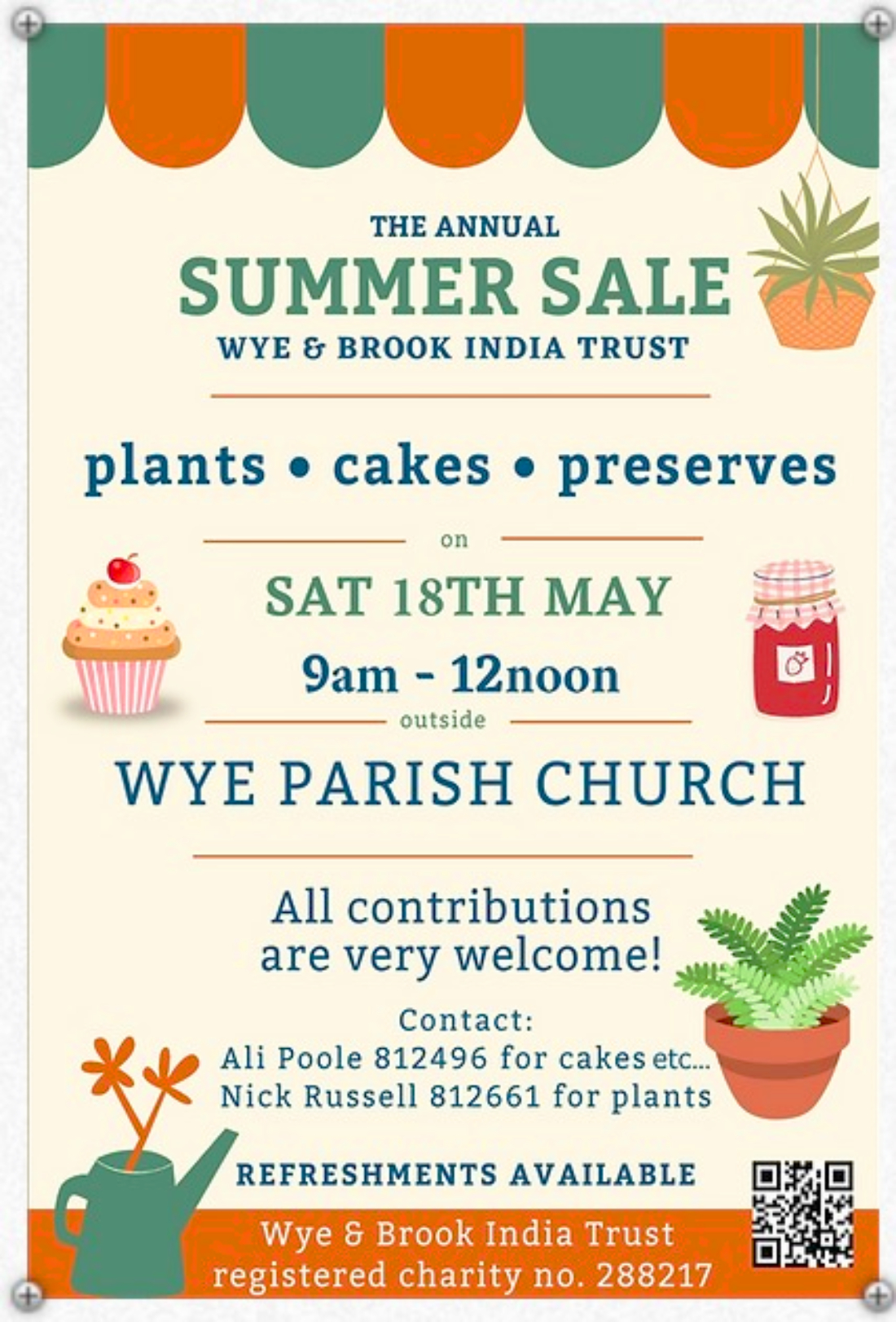 Wye and Brook India Trust Summer Sale poster Saturday 18th May 2024