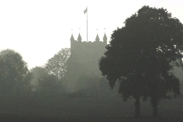 Wye church through the early morning mist