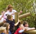 Image: Children playing in The Jungle natural play area 